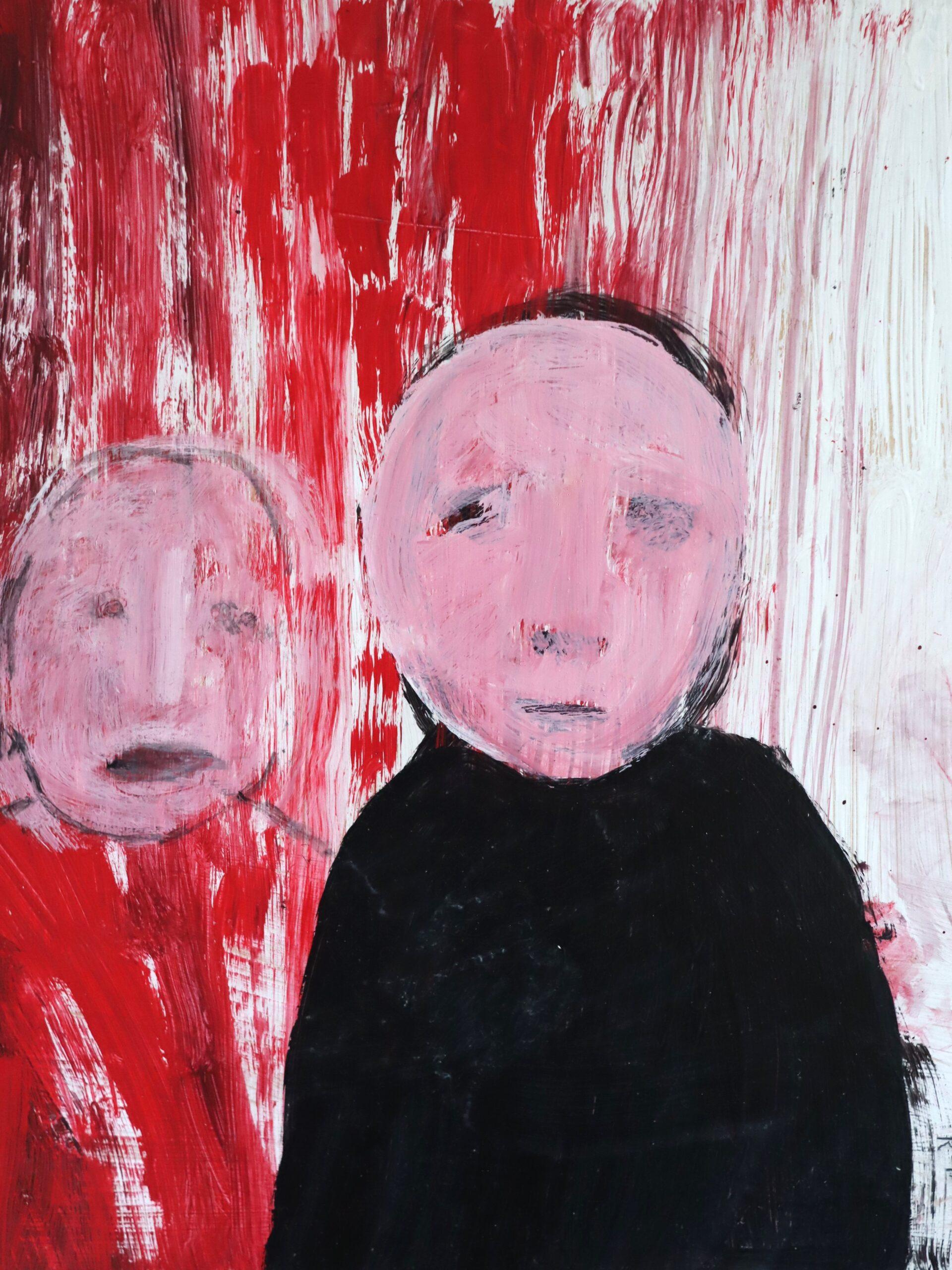 Peinture à l'huile contemporaine figurative semi-abstraite - Le non-dit entre nous en vente 4