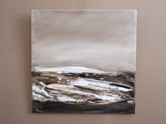 Dipinto a olio astratto contemporaneo di paesaggio svedese - L'ultima luce del giorno