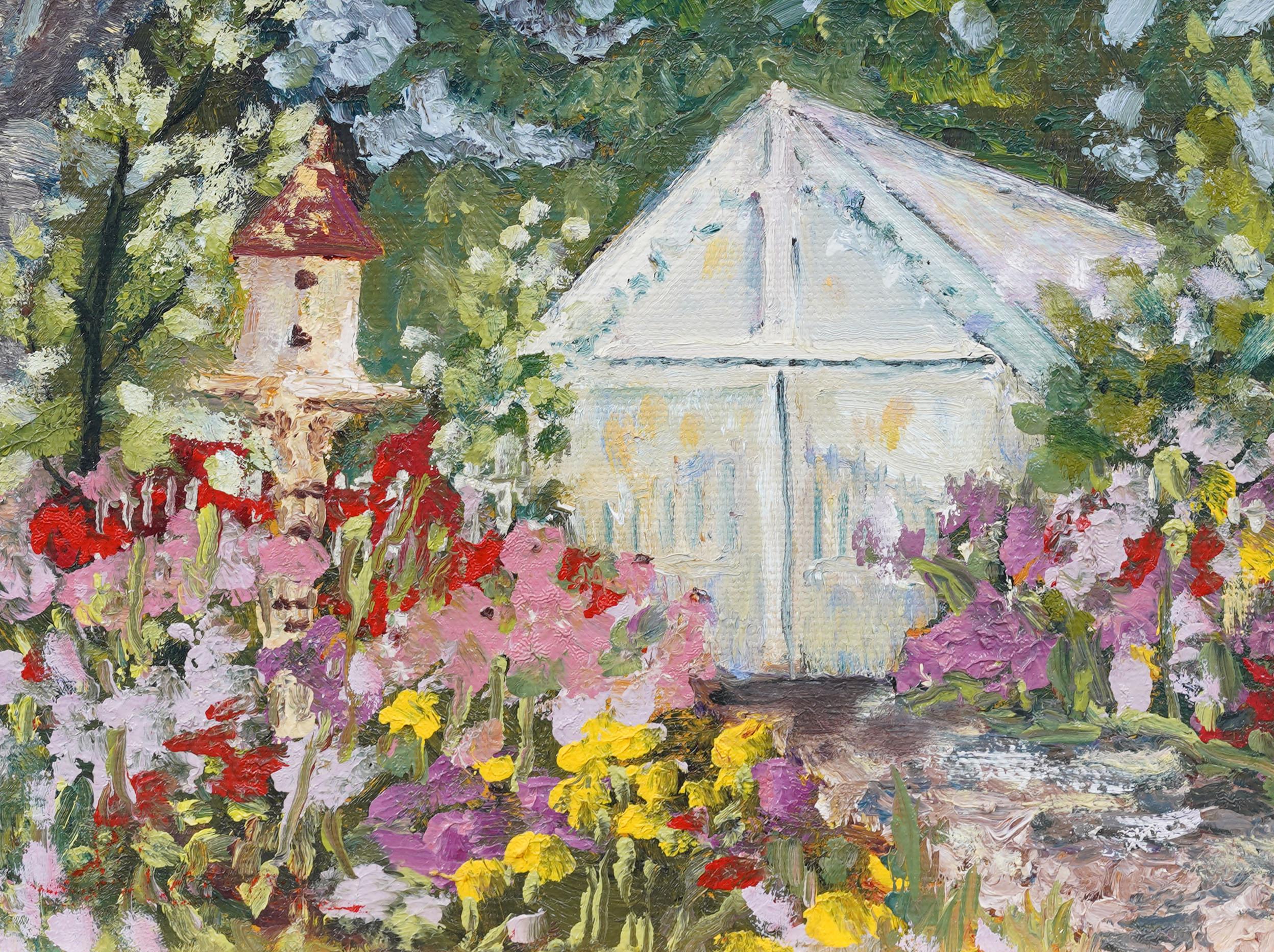 Zeitgenössische amerikanische impressionistische Landschaft signiert Giltwood gerahmte Ölgemälde (Braun), Landscape Painting, von Unknown