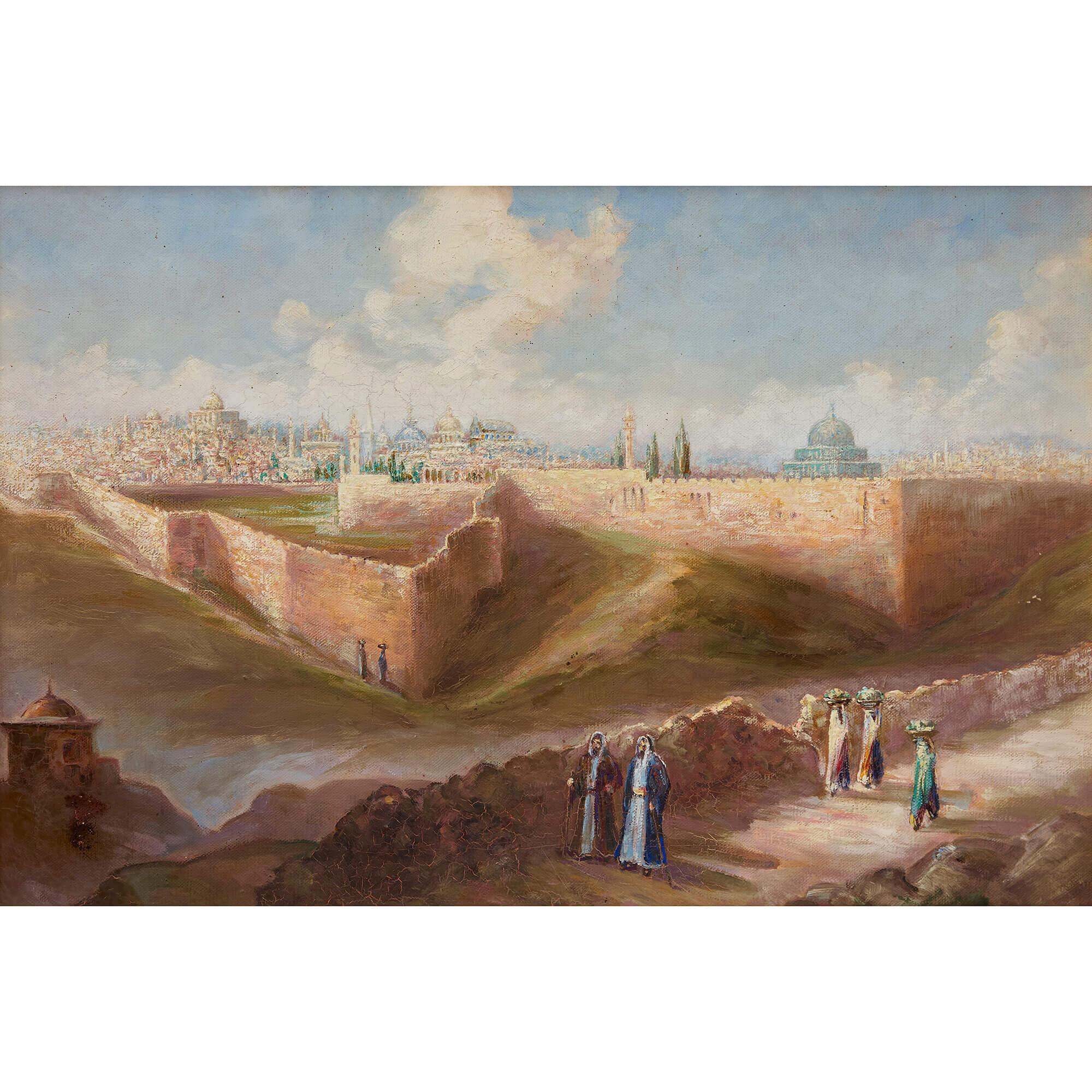 Kontinentales Ölgemälde des 20. Jahrhunderts aus Jerusalem – Painting von Unknown