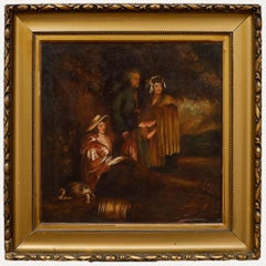 Olio del XIX secolo della Continental School - Famiglia di contadini