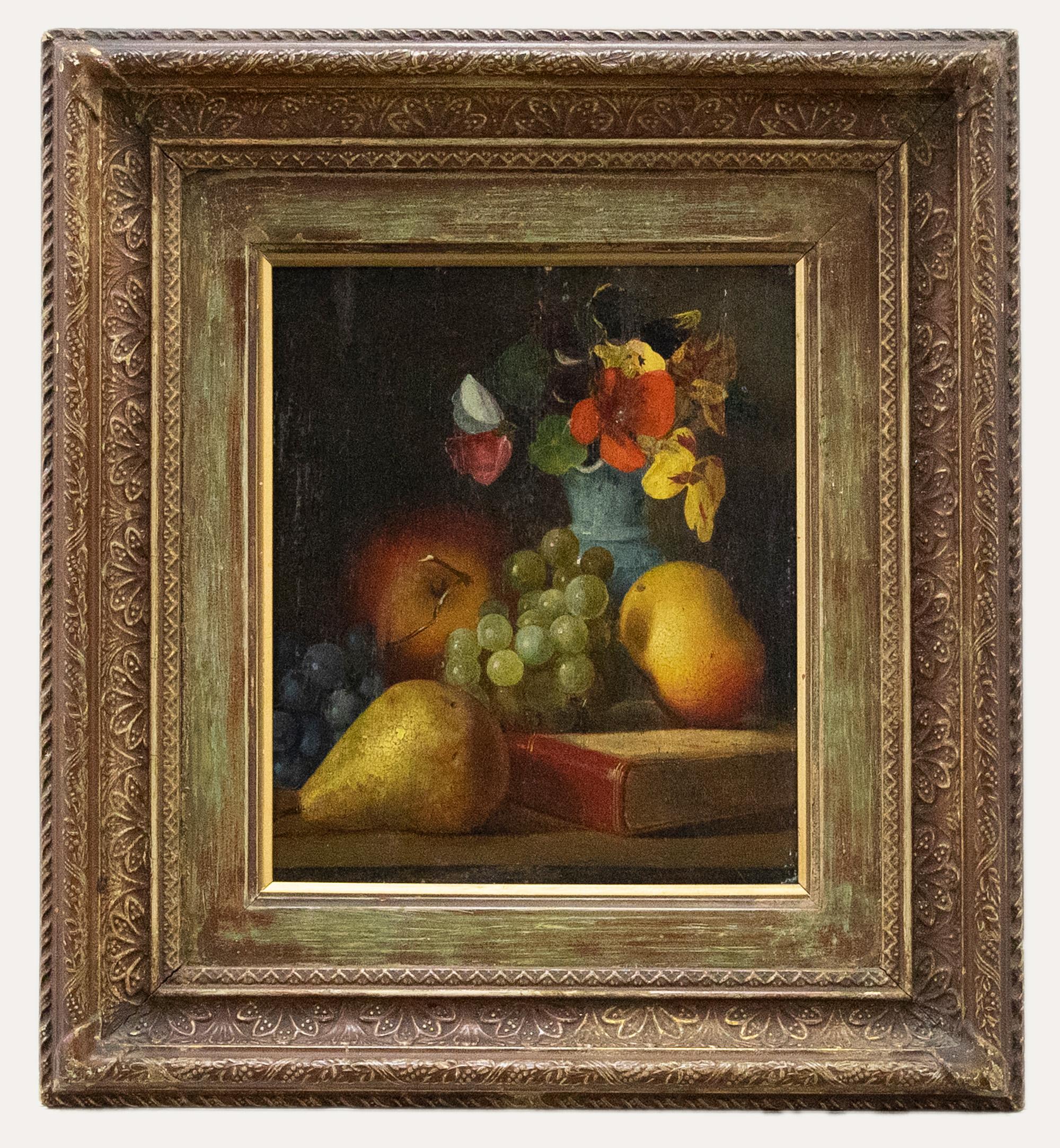 Still-Life Painting Unknown - Huile de l
école continentale du 19e siècle - Nature morte aux fruits