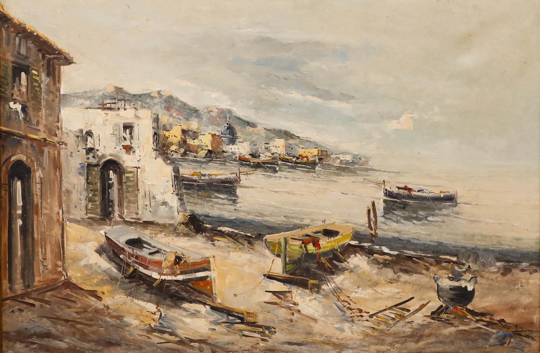 Kontinentalschule  Ölgemälde des 20. Jahrhunderts – Mittelmeerküstelinie – Painting von Unknown