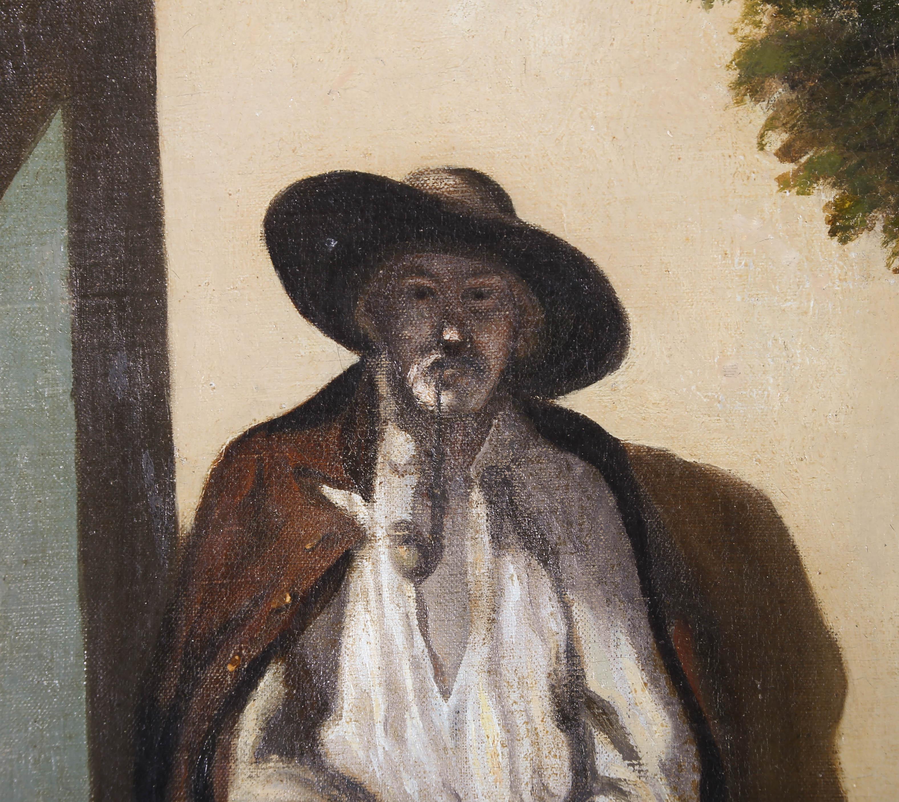 Continental School 20th Century Oil - Portrait of a Man with a Pipe 1