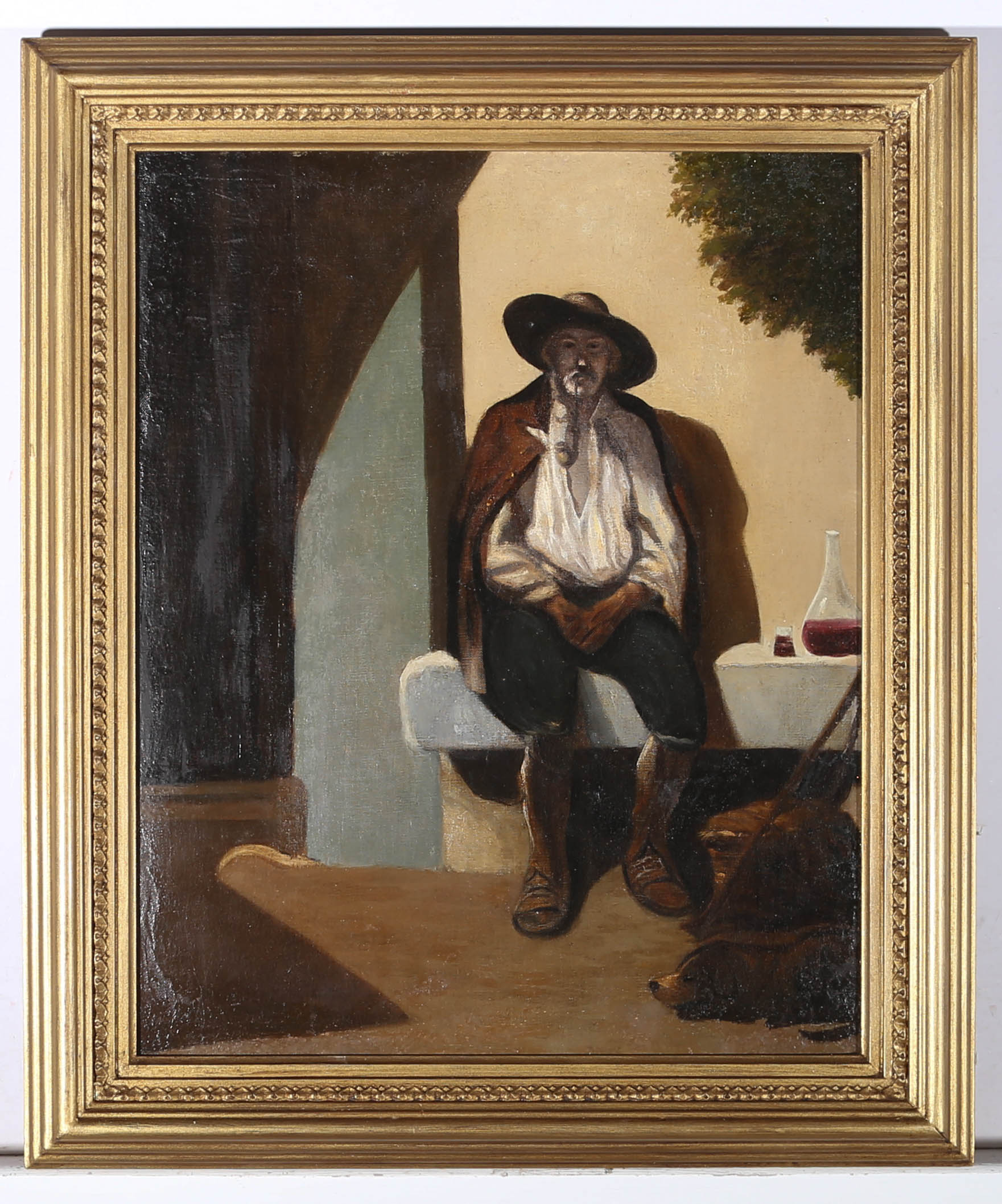 Unknown Portrait Painting - Continental School 20th Century Oil - Portrait of a Man with a Pipe