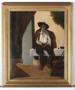 Continental School 20th Century Oil - Portrait of a Man with a Pipe