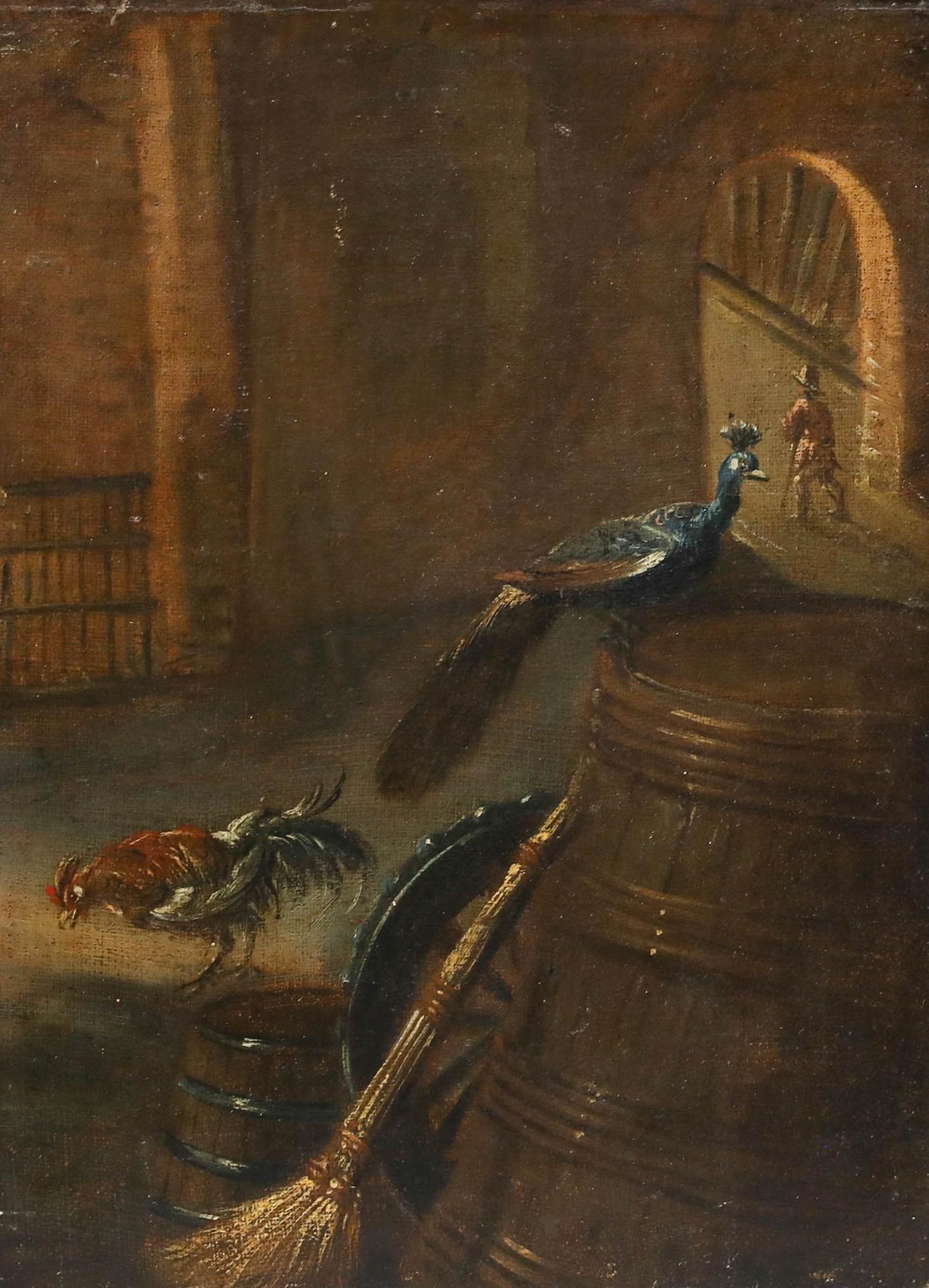 Continental School Early 19th Century Oil - Birds of Court - Painting by Unknown