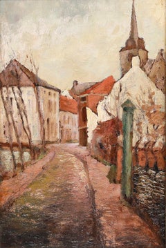 Continental School Early 20th Century Oil - A Winter Street Scene