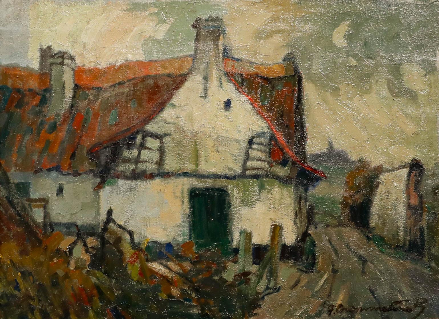 Olio della Continental School dell'inizio del XX secolo - Bordo del villaggio - Painting di Unknown