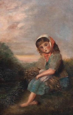 Continental School  Early 20th Century Oil - Girl with A Wheat Sheaf
