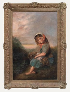 Continental School  Early 20th Century Oil - Girl with A Wheat Sheaf