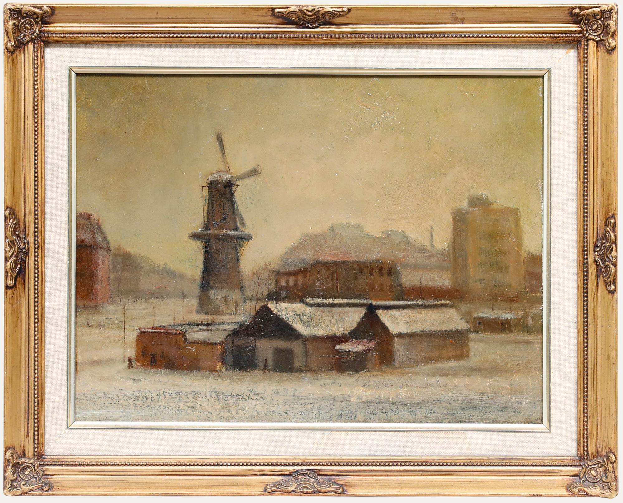 École continentale du début du 20e siècle - Le moulin à vent en hiver