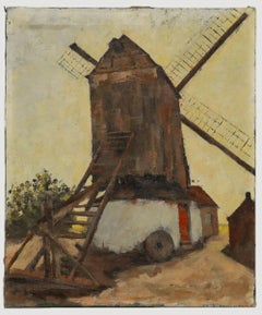 Huile de l
école continentale du début du 20e siècle - Moulin à vent
