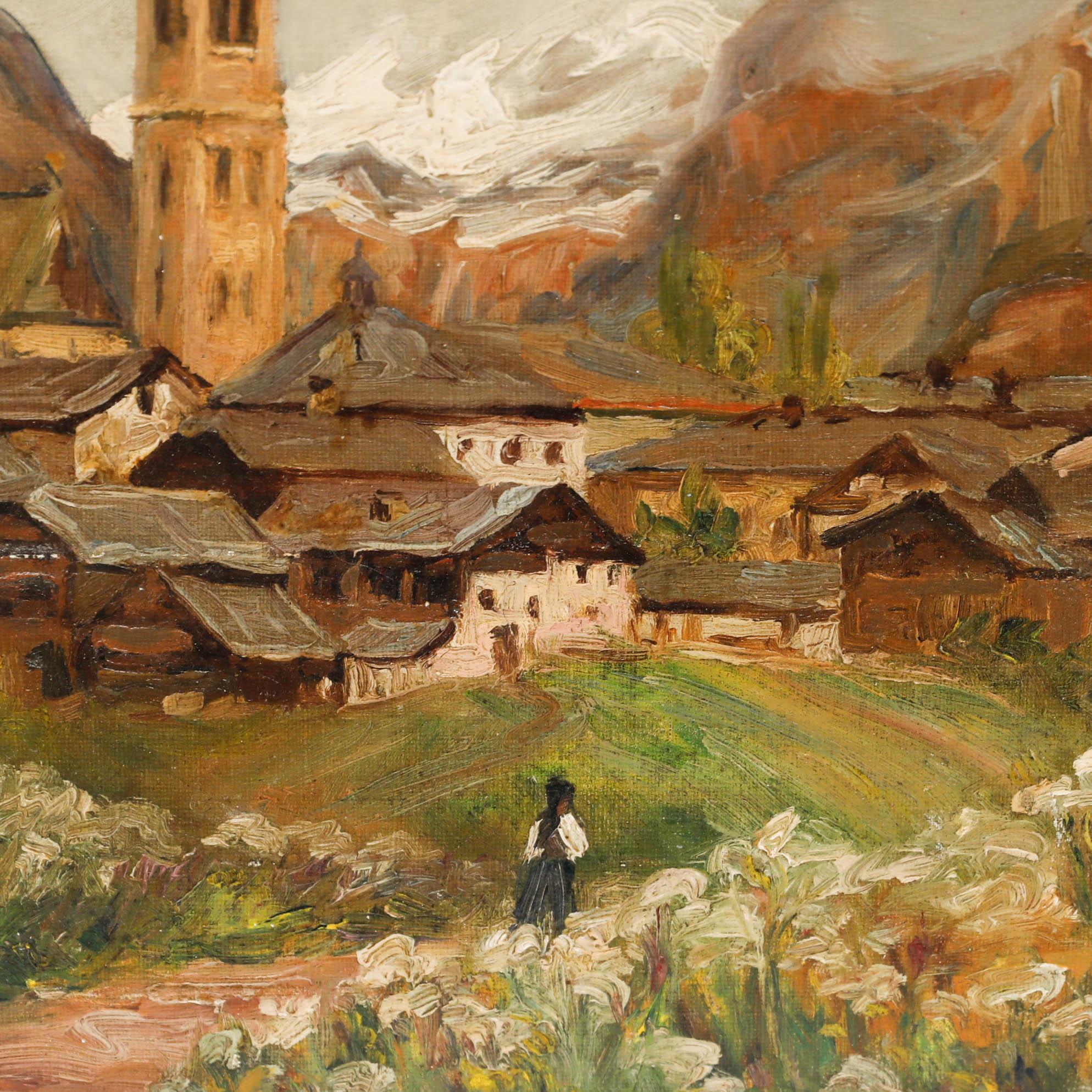 Kontinentale Schule Ende des 19. Jahrhunderts Öl - Church's in den Alpen – Painting von Unknown