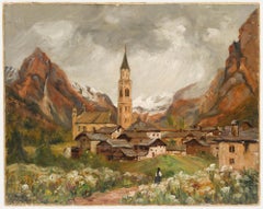 Kontinentale Schule Ende des 19. Jahrhunderts Öl - Church's in den Alpen