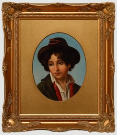 Antique Continental School Late 19th Century Oil - Portrait of a Young Boy