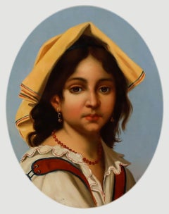 Continental School Late 19th Century Oil - Portrait of a Young Girl