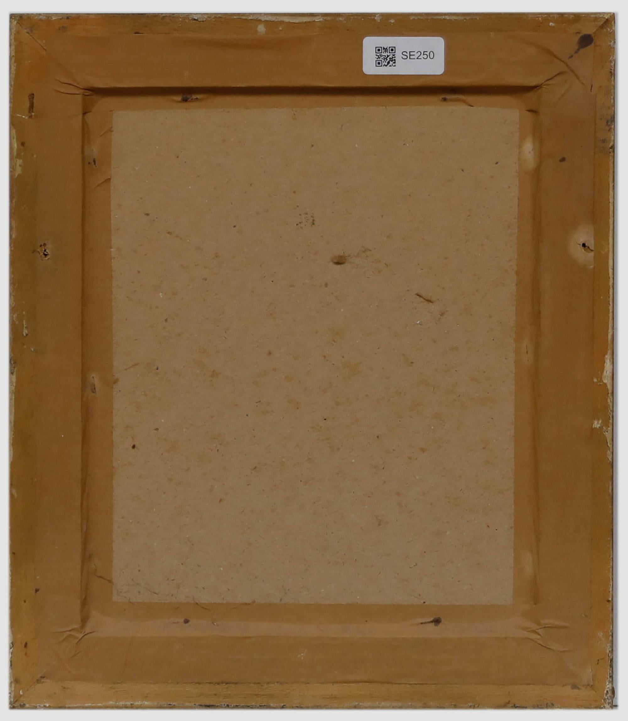 Portrait in oil. Presented in an elegant gilt and swept frame with large acanthus mouldings and oval window mount. On board.