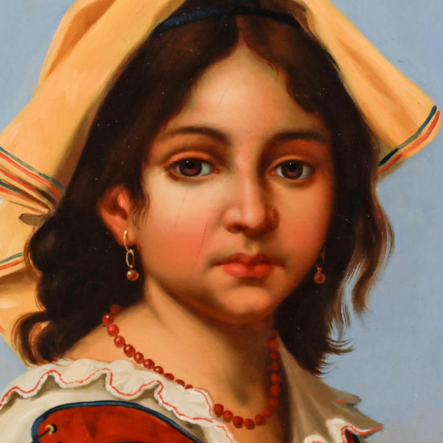 Continental School Late 19th Century Oil - Portrait of a Young Girl 1