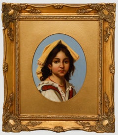 Continental School Late 19th Century Oil - Portrait of a Young Girl