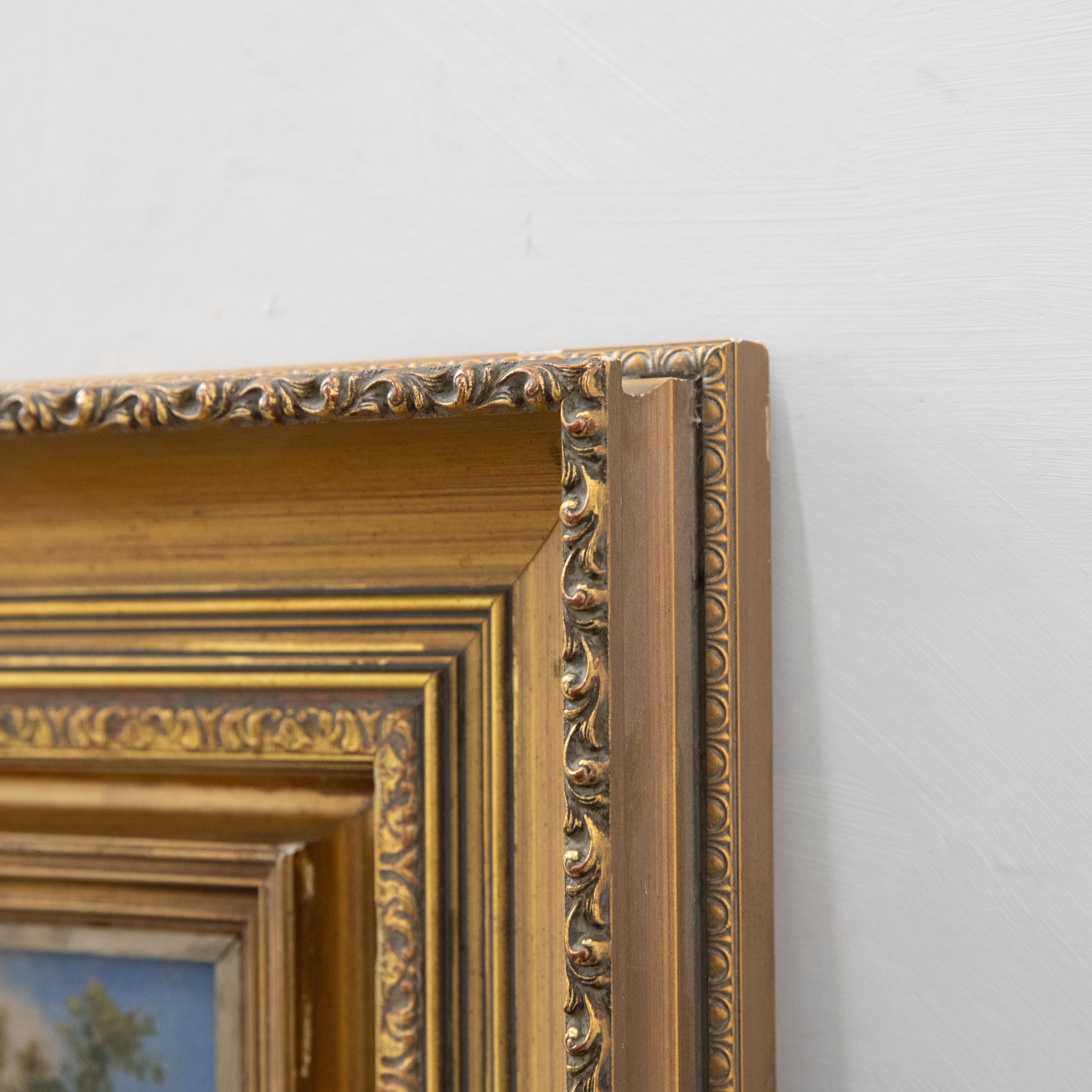 Continental School Mid 19th Century Oil - The Town Across the Bridge For Sale 1