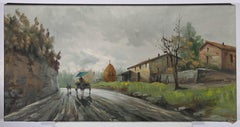 Vintage Continental School Mid 20th Century Oil - A Rainy Day