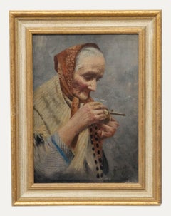 Vintage Continental School Mid 20th Century Oil - Woman Holding Her Rosary