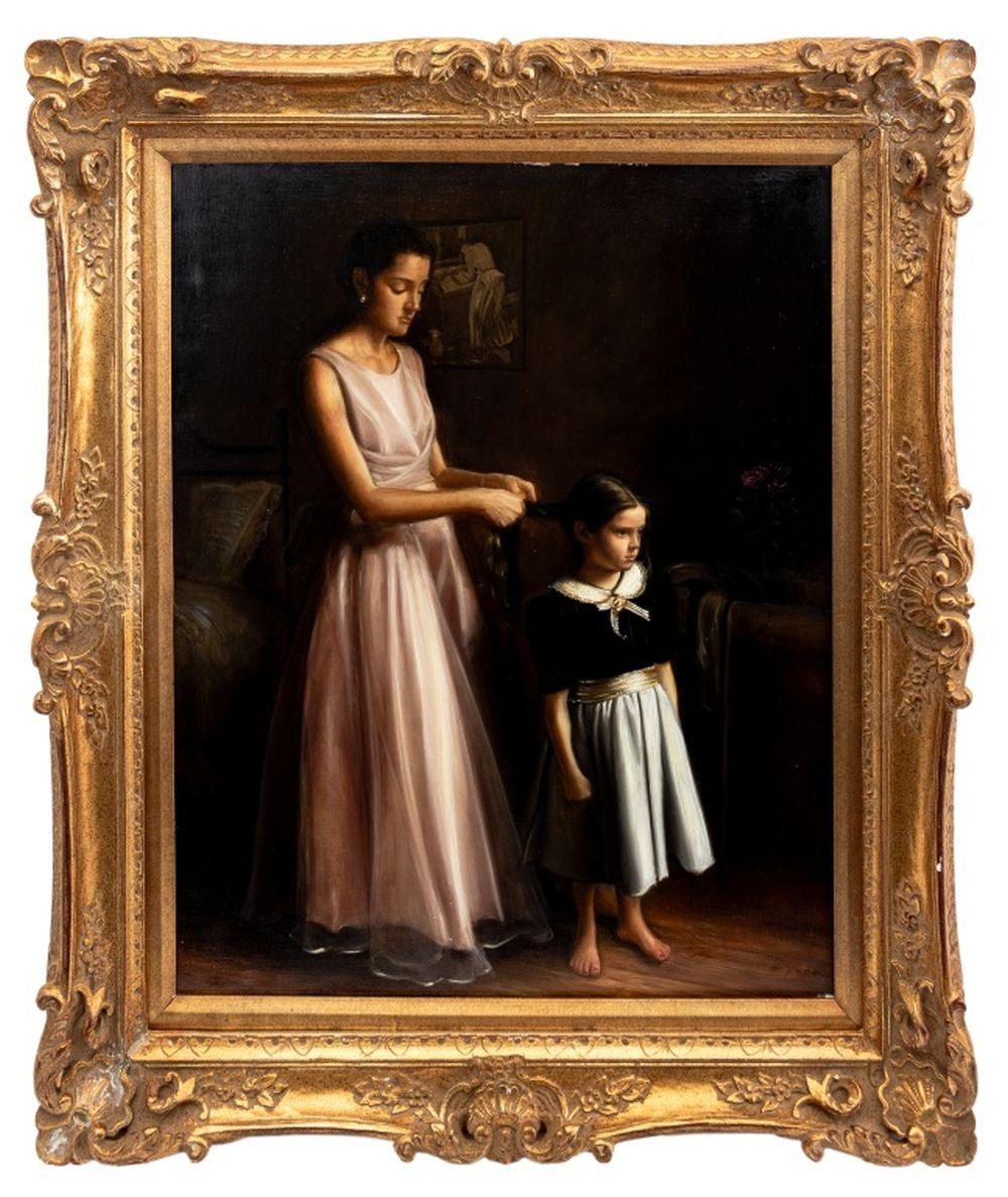 Unknown Portrait Painting - Continental School "Mother and Child"