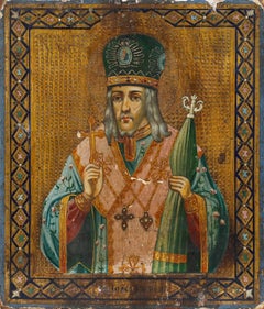 Continetal Late 19th Century Tempera - Icon of Saint Joseph of Belgorod