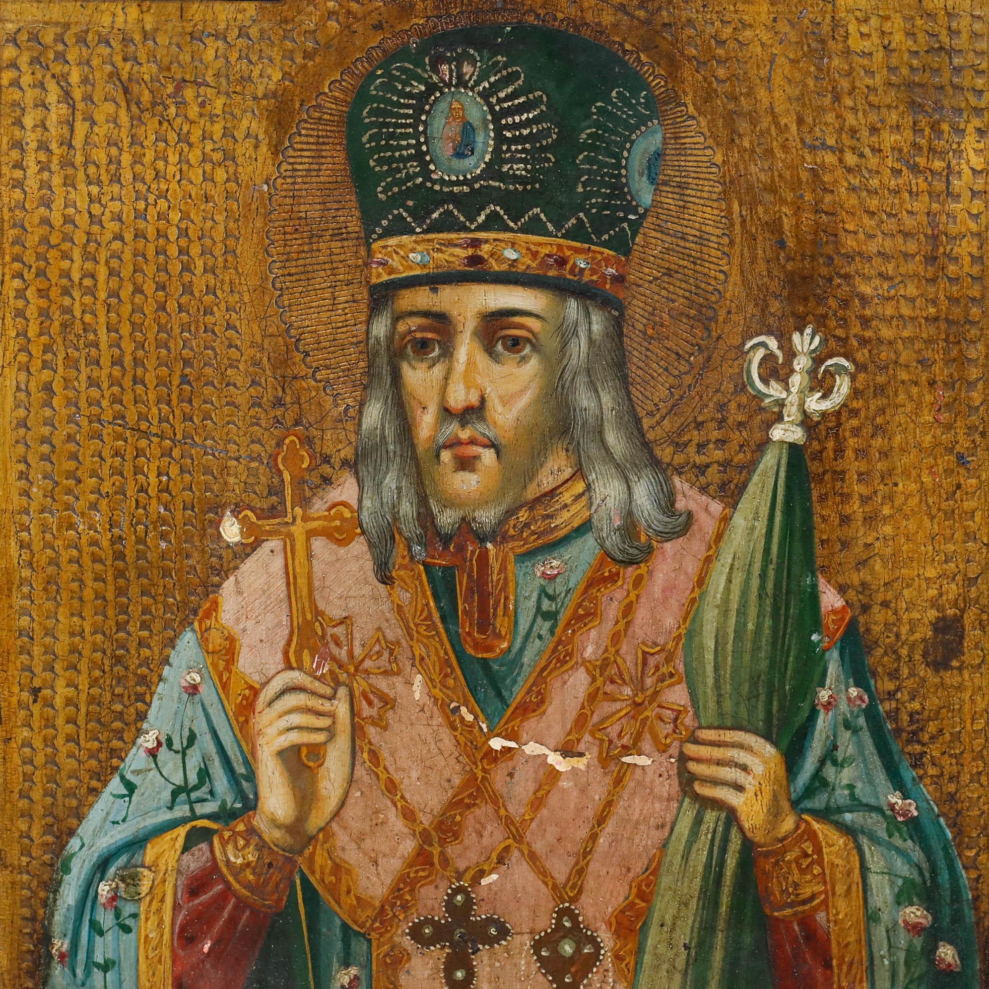 Continetal Late 19th Century Tempera - Icon of Saint Joseph of Belgorod For Sale 1