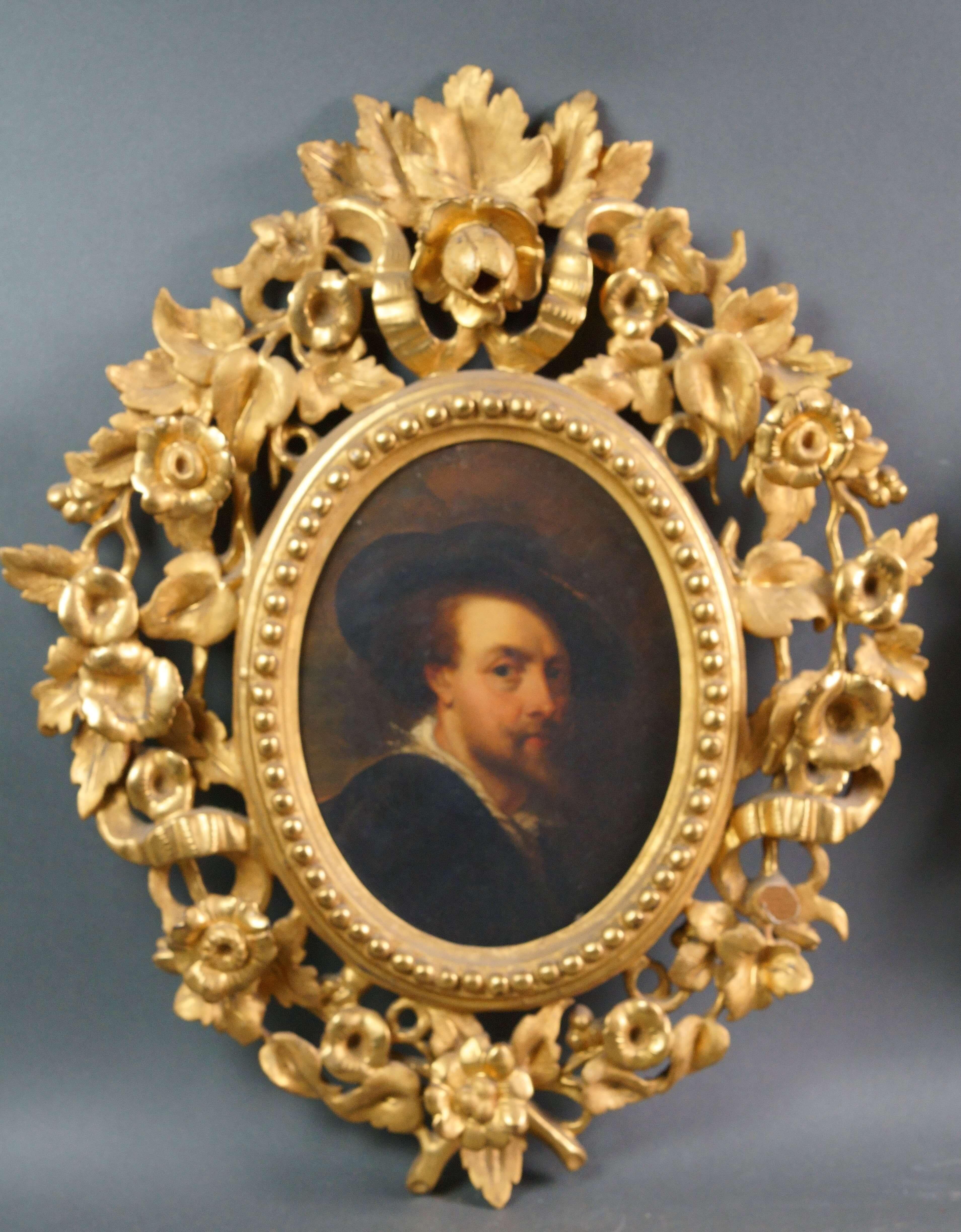Paire d'autoportraits de Peter P. Rubens et Anton van Dyck Cadres dorés du 19e siècle - Painting de Unknown