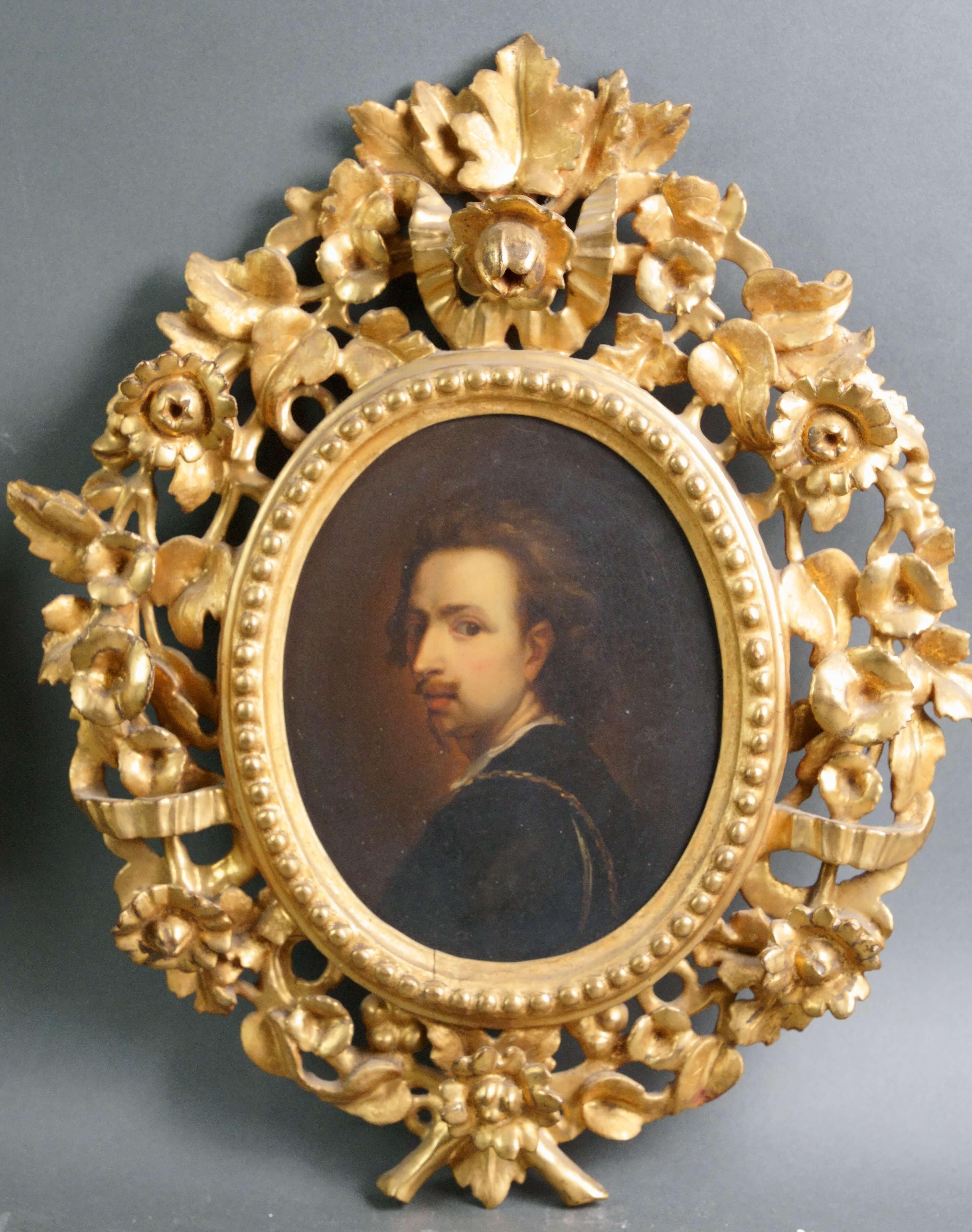 Paire d'autoportraits de Peter P. Rubens et Anton van Dyck Cadres dorés du 19e siècle - École italienne Painting par Unknown