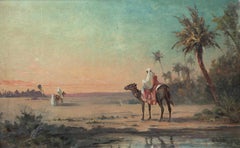 Zwei antike orientalische Ölgemälde auf Leinwand, signiert 'Jadi'.