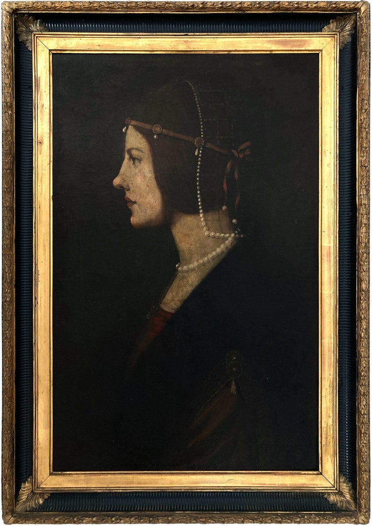 Unknown Portrait Painting - Copy of "Portrait of Beatrice dʼEste" by Leonardo da Vinci created 15th Century