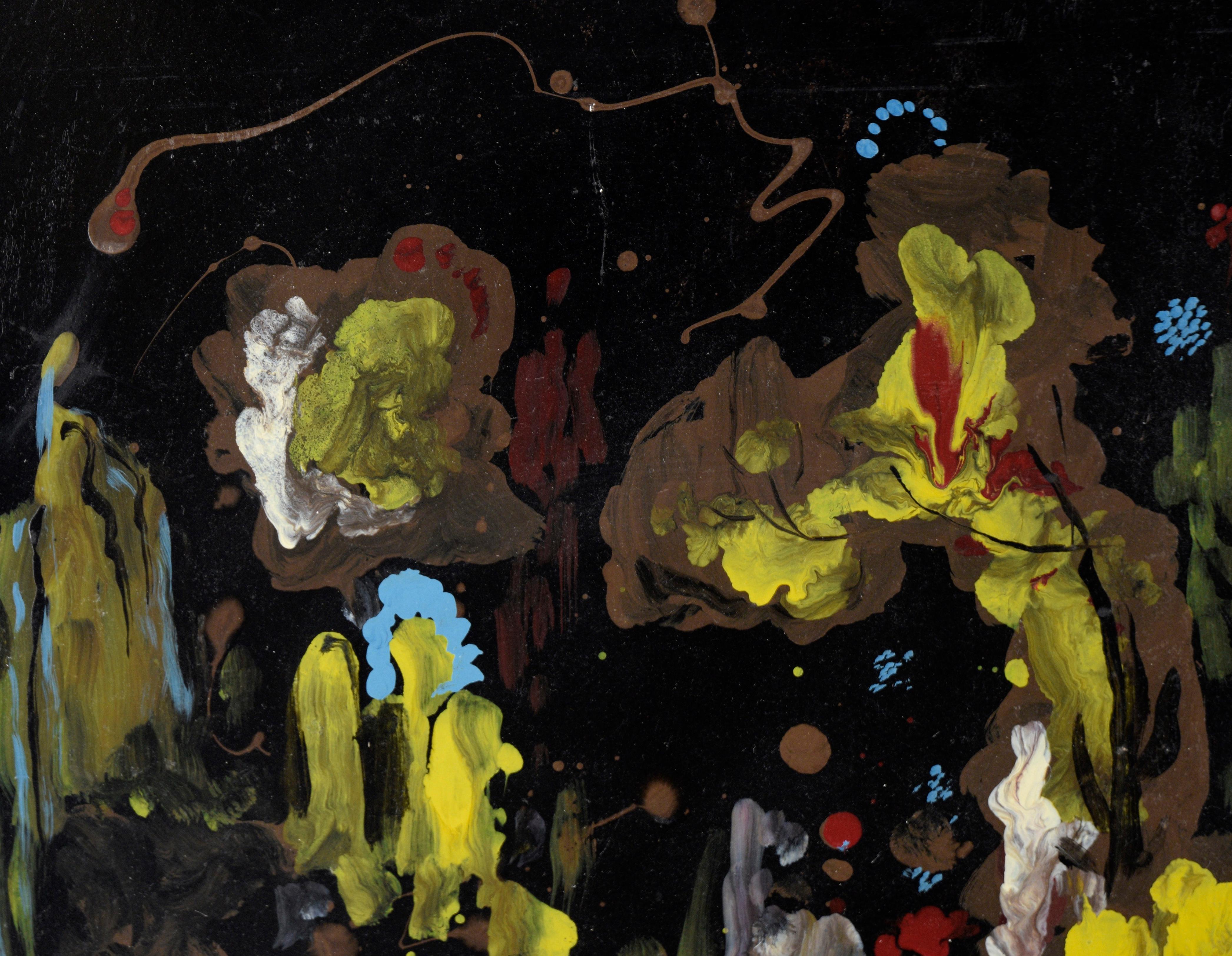 Coral Bouquet - Abstracted Underwater Scene in Acrylic on Masonite

High contrast abstract composition by an unknown artist (20th Century). Vibrant scene composed of abstract shapes that resemble a coral reef. Bright yellow and blue splashes swirl