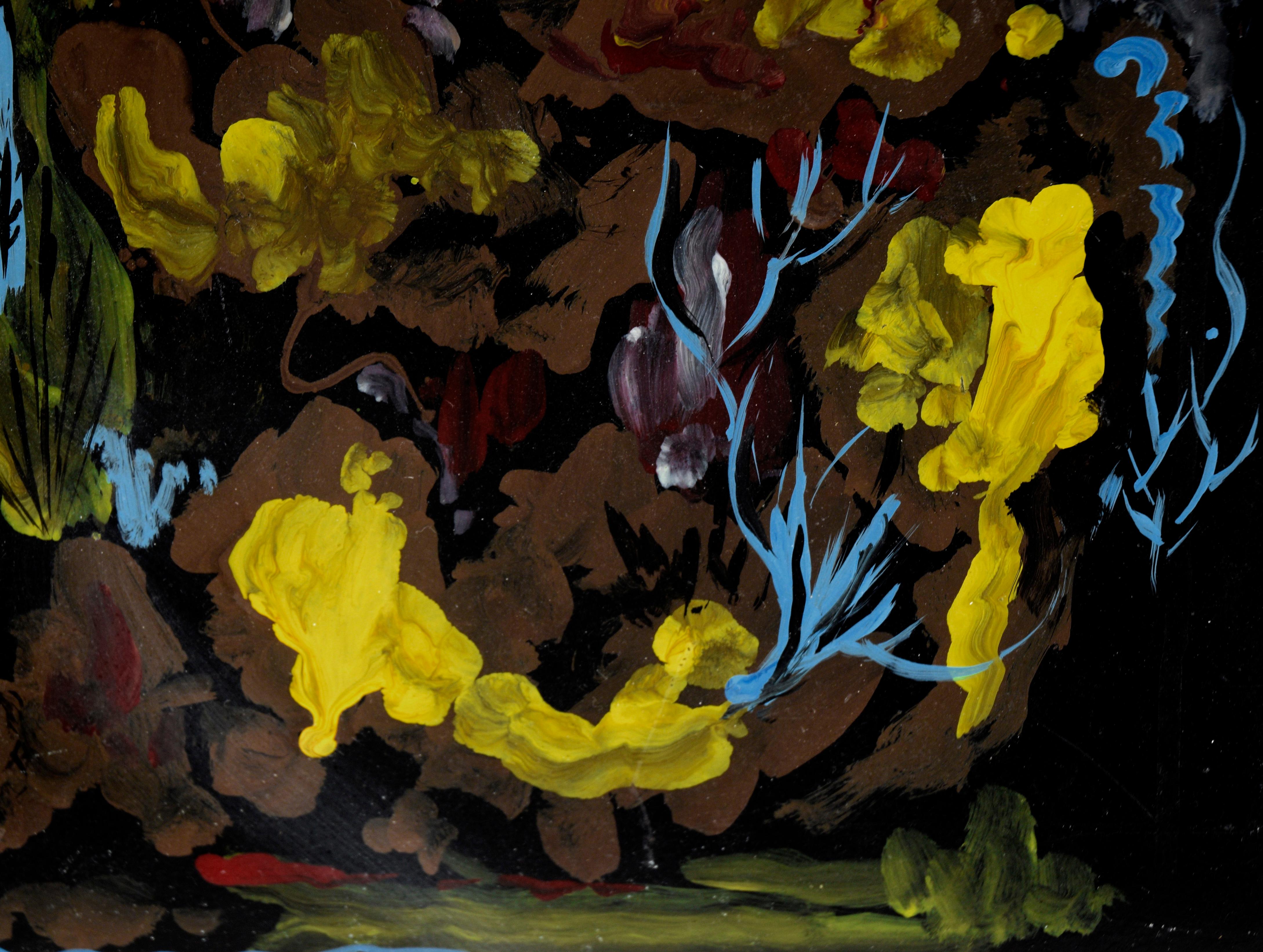 Coral Bouquet - Abstracted Underwater Scene in Acrylic on Masonite For Sale 5