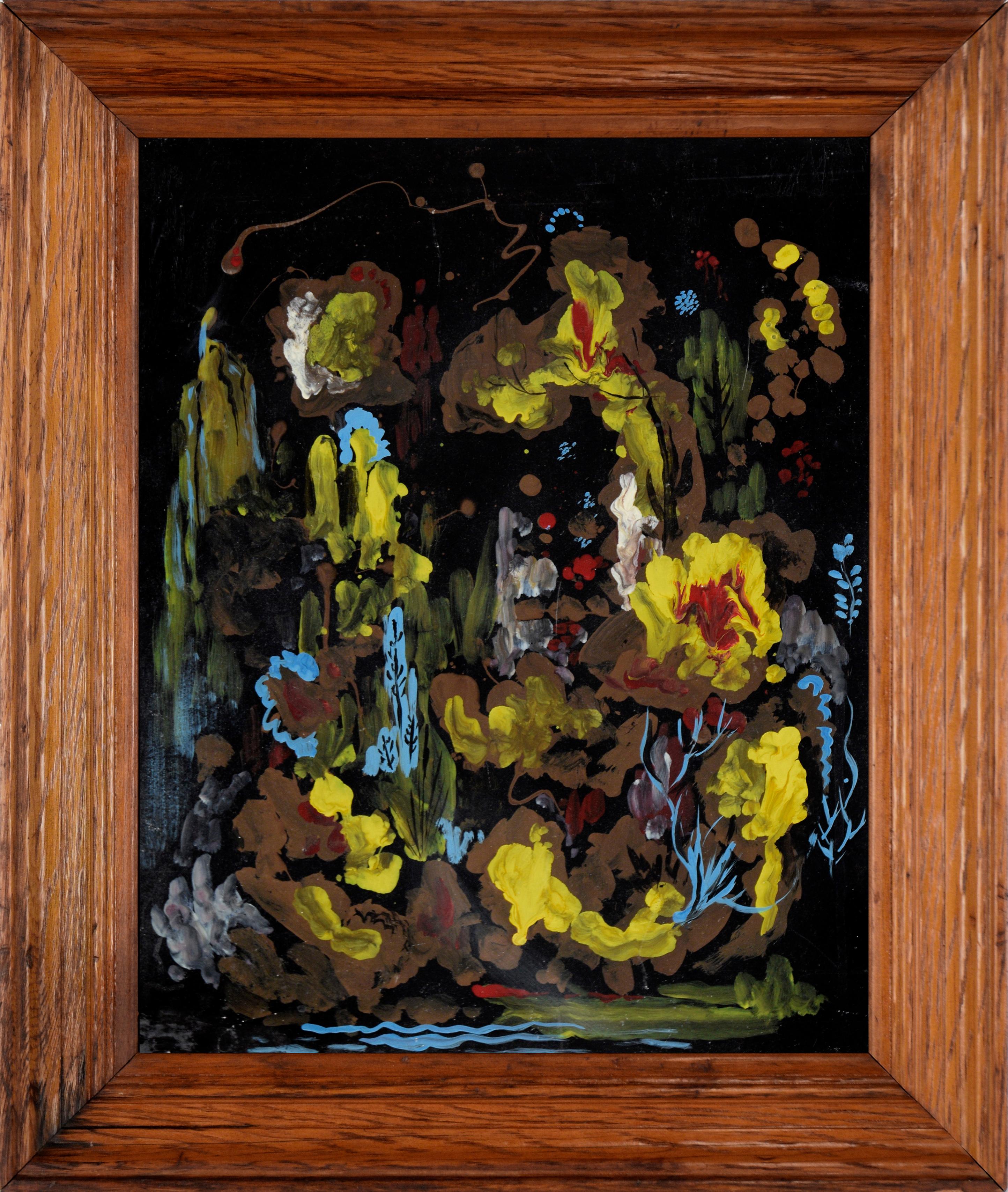 Abstract Painting di Unknown - Bouquet di coralli - Scena subacquea astratta in acrilico su masonite