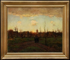 Cornelis Groeneveld (1882-1952) - Early 20th Century Oil, Nuns Walking at Dusk