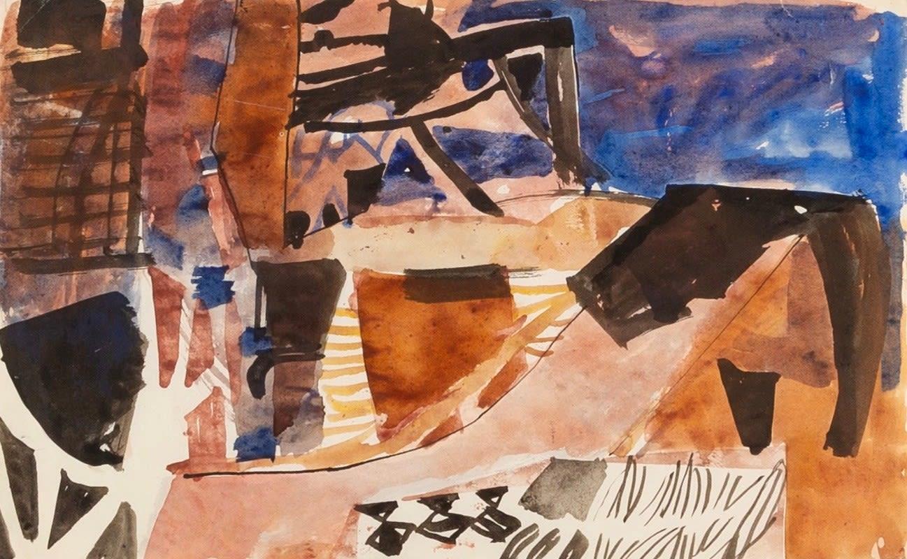 Costa della Cornovaglia, dipinto a guazzo di Peters Potworowski, 1952/3 - Painting di Unknown