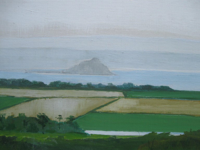 Large Modernist: Cornwall, View of Fields and Mounts Bay with St Michaels Mount  For Sale 3