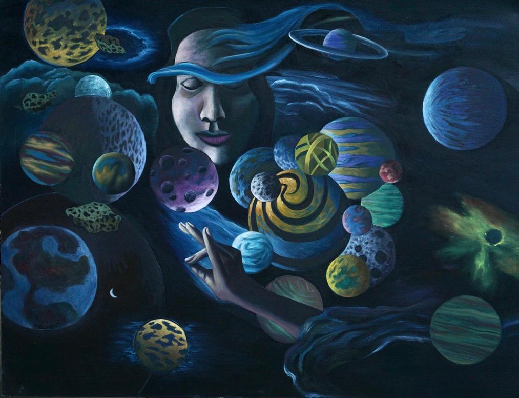 Cosmic Gal -  Figurative Painting- Spacescape Art By Marc Zimmerman