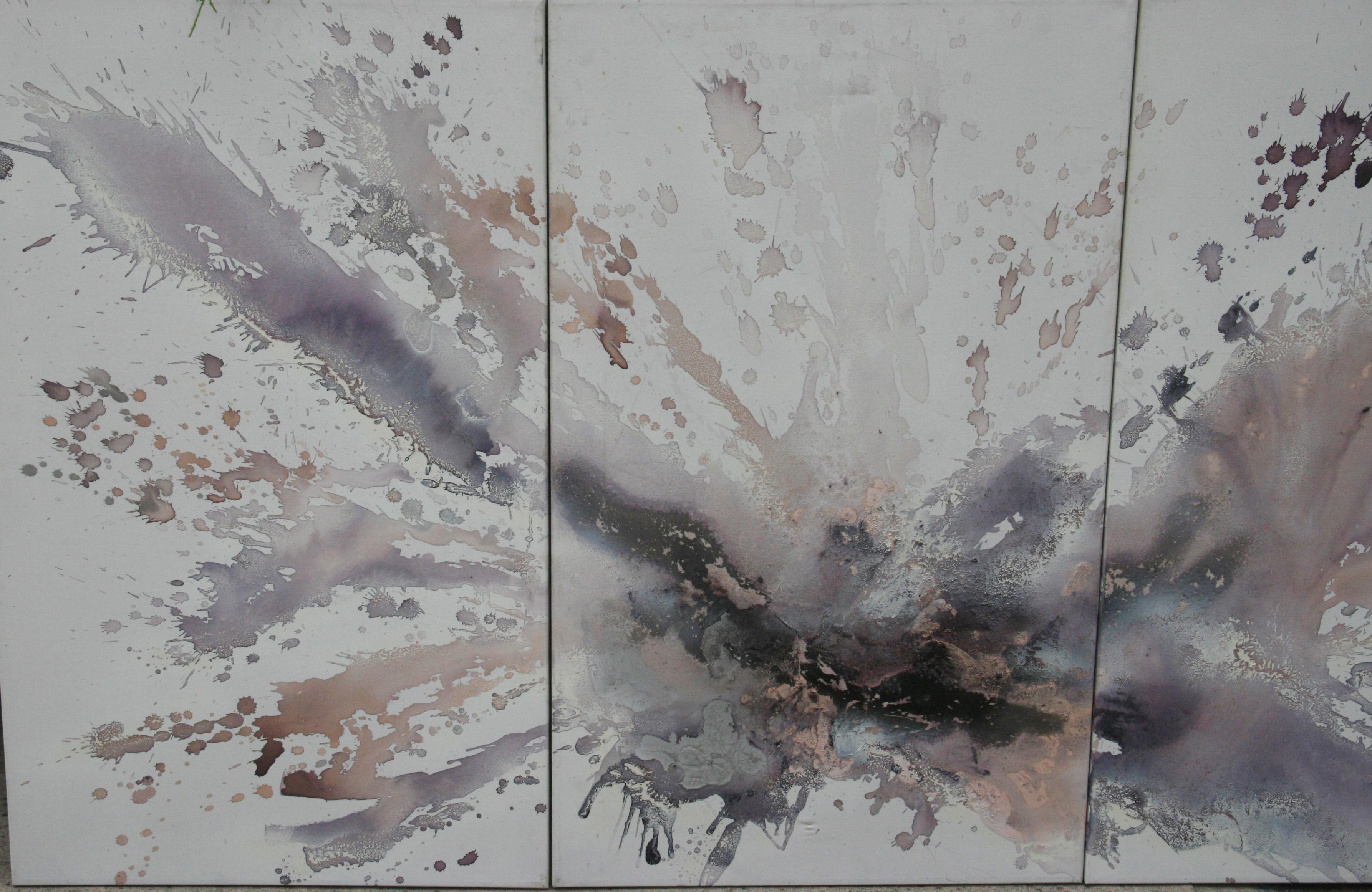 5073 Cosmic triptych  large 3 panel oil  abstract
each panel 24x40
