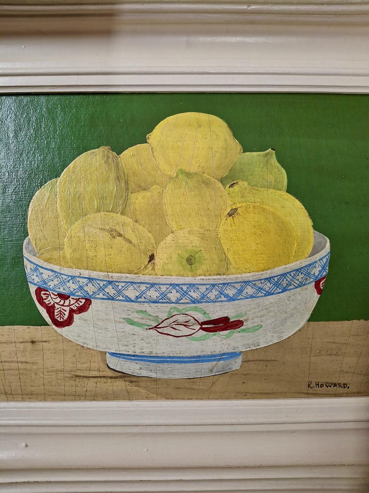 Country Chic en un par de cuadros cítricos - Still-Life Painting Marrón de Unknown