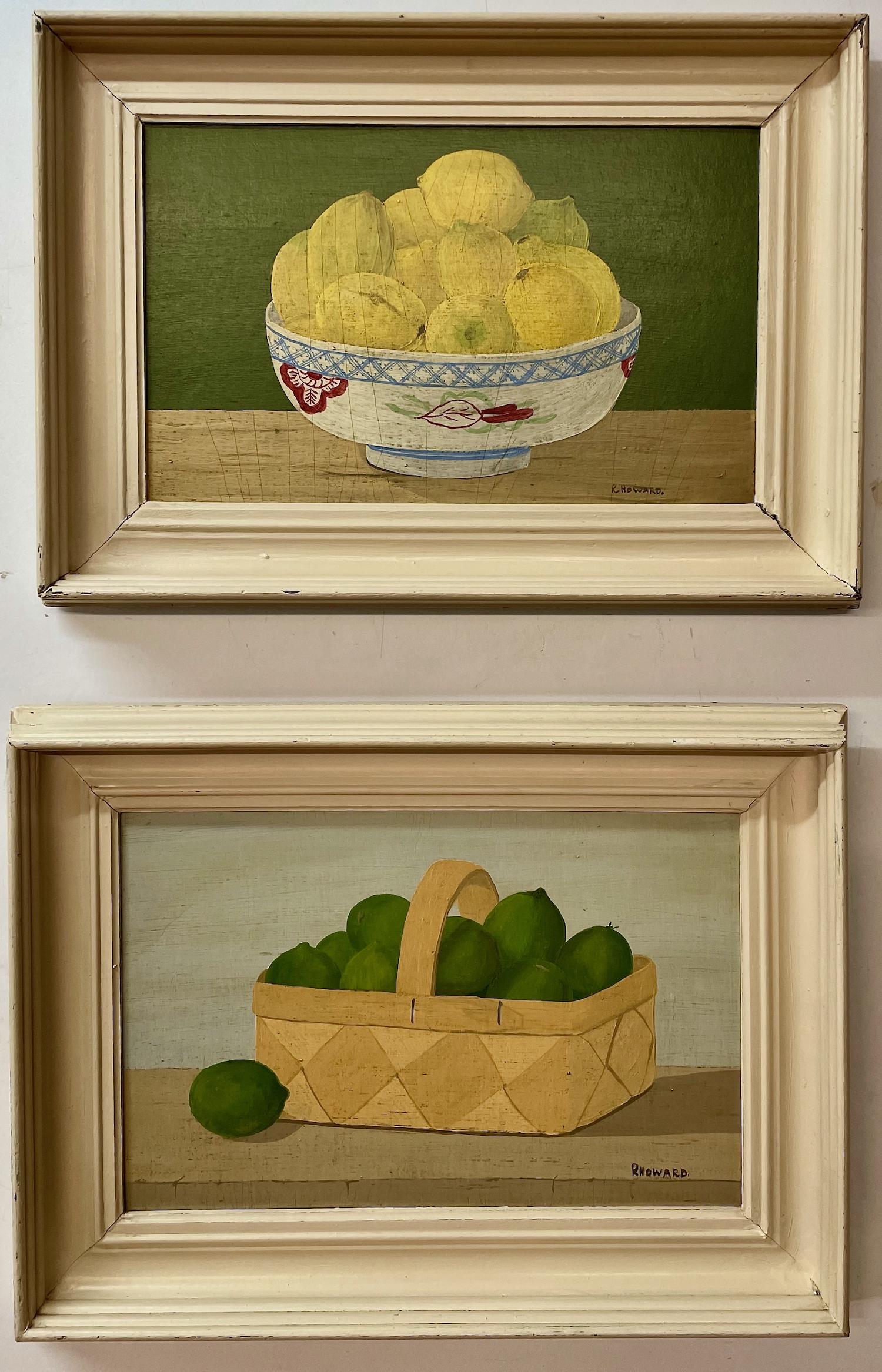 Still-Life Painting de Unknown - Country Chic en un par de cuadros cítricos