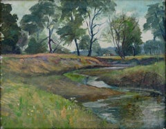 Paysage de crépuscule champêtre des années 1920