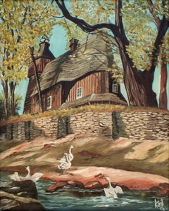 Country Manor with Geese Landscape