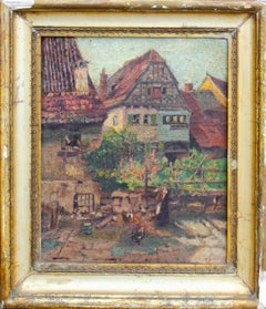 Countryside Farmette Painting by Mystery European Artist