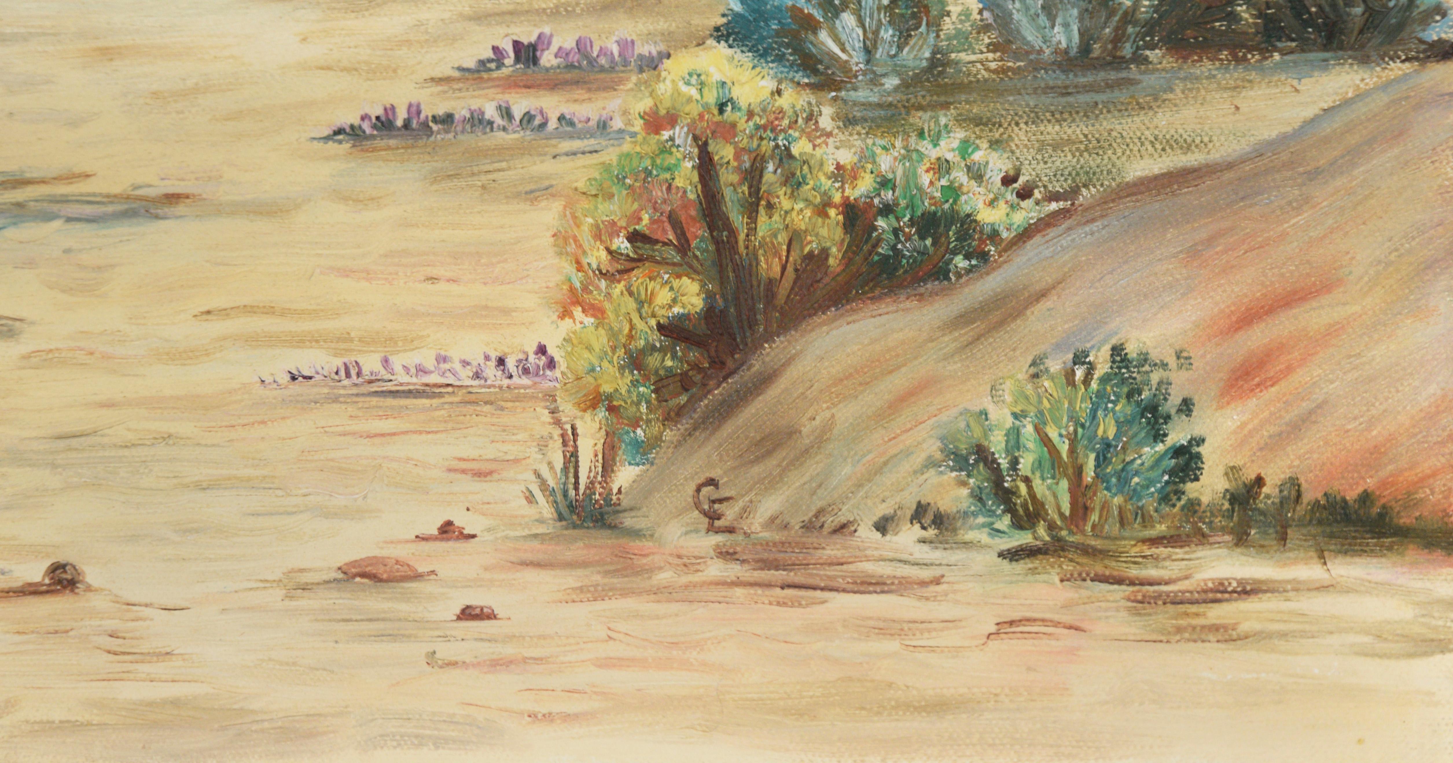 Desert Landscape with Agave and Yucca - Oil on Canvas For Sale 1