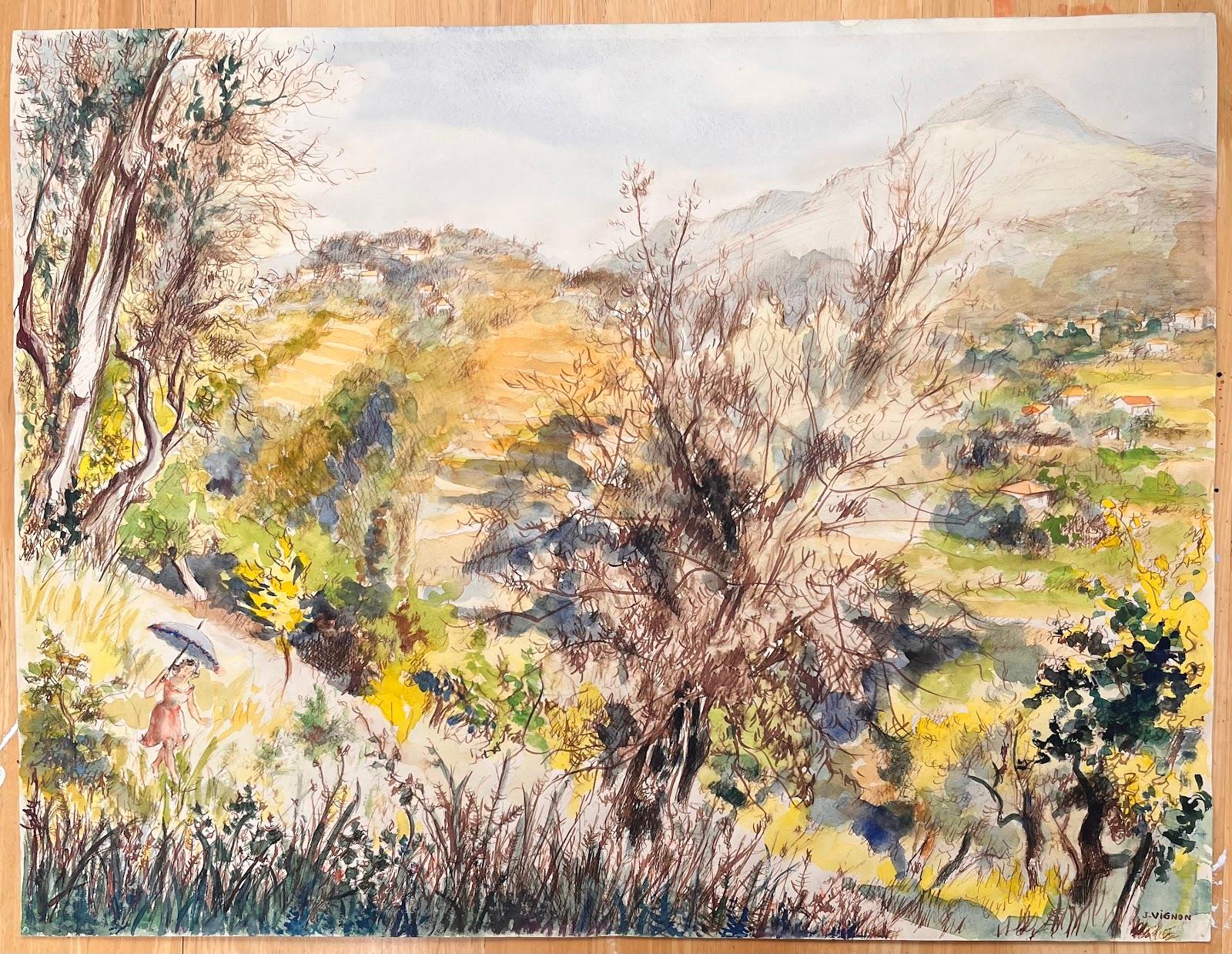 Landschaft von Nizza (Le Mont Chauve) – ruhige Aquarell-Landschaft
