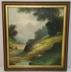 Couple Walking in an English Landscape, Oil on Canvas, Framed, 1920s